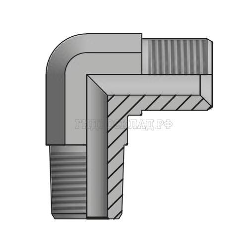 Адаптер 90° BSPT(ш) 3/8" - BSP(ш) 3/8" (Vitillo SPA)