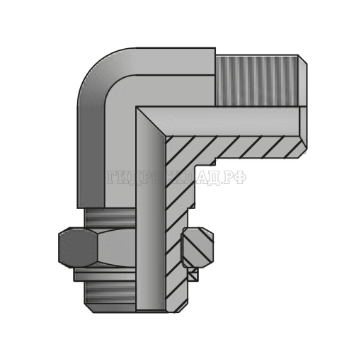 Адаптер 90° BSP(ш) 1/2" - BSPP(ш) 3/4" o.r.+ контргайка (Vitillo SPA)
