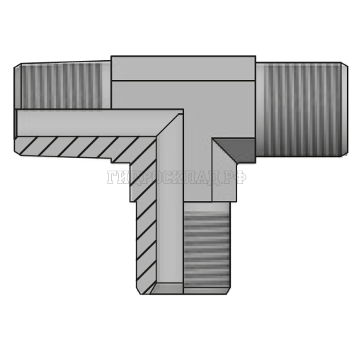 Адаптер тройник BSP(ш) 5/8" - NPT(ш) 5/8"  - BSP(ш) 5/8" (Vitillo SPA)