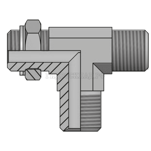 Адаптер тройник BSP(ш) 3/8" - BSPP(ш) 3/8" o.r.+ контргайка - BSP(ш) 3/8" (Vitillo SPA)