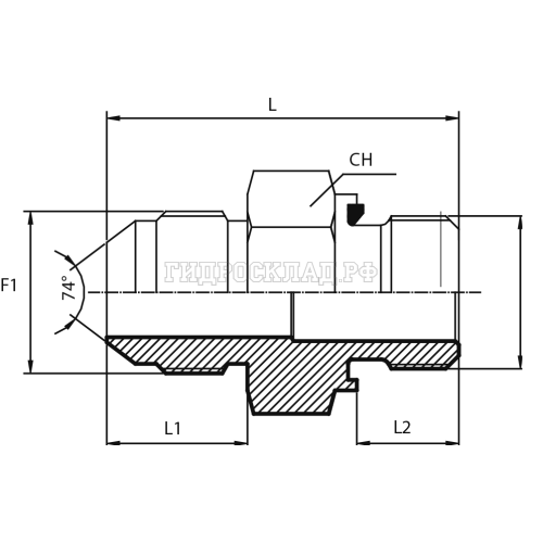 Адаптер  JIC(ш) 3/4" - BSPP(ш) 1/4" Form E (Vitillo SPA)