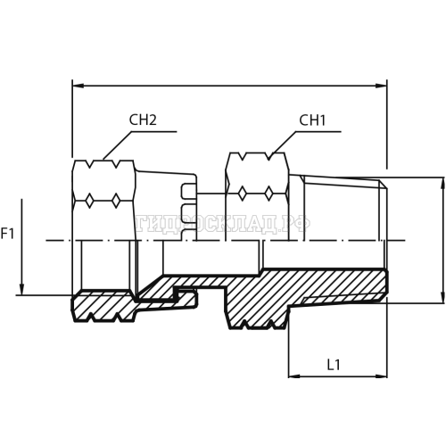 Адаптер  JIC(г) 1.1/16" - NPT(ш) 1" (Vitillo SPA)
