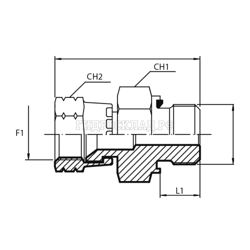Адаптер  JIC(г) 1.7/8" - NPT(ш) 1.1/4" (Vitillo SPA)