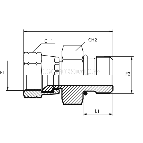 Адаптер  JIC(г) 1.1/16" - UNF(ш) 7/8" Form E (Vitillo SPA)