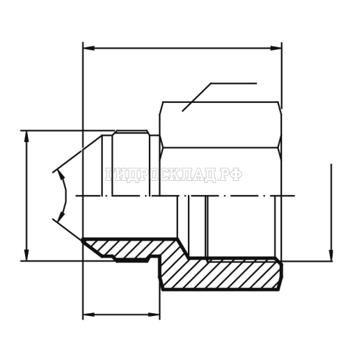 Адаптер  JIC(ш) 1/2" - BSPP(F) 1/8" (Vitillo SPA)