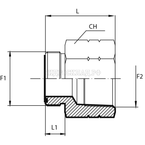 Адаптер ORFS(ш) 11/16" - NPT(F) 1/4" (Vitillo SPA)