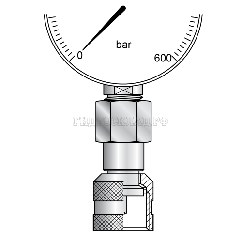 Адаптер манометра G1/8" - на точку контроля M16x2 (0°) (Mini Press)