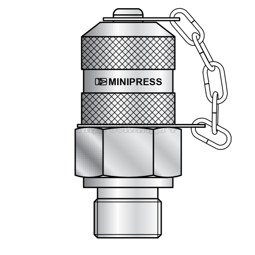 Точка контроля давления S12.65x1.5 - 1/4”-18 NPTF(ш) Type D (мет.колп.с цеп.) (Mini Press)