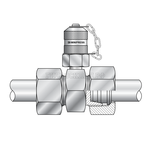 Точка контроля давления S12.65x1.5 - трубное соединение P=6   M 14x1.5 - M 14x1.5 Series S (мет.колп (Mini Press)