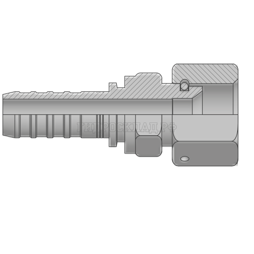 Фитинг JIC (г) 1.1/16” DN=20 (0°) InterLock (без зачистки) (thrust-wire nut)