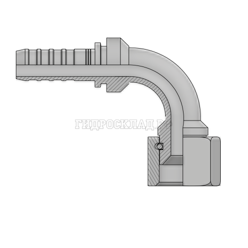 Фитинг JIC (г) 7/8” DN=12 (90°) InterLock (без зачистки) (thrust-wire nut)
