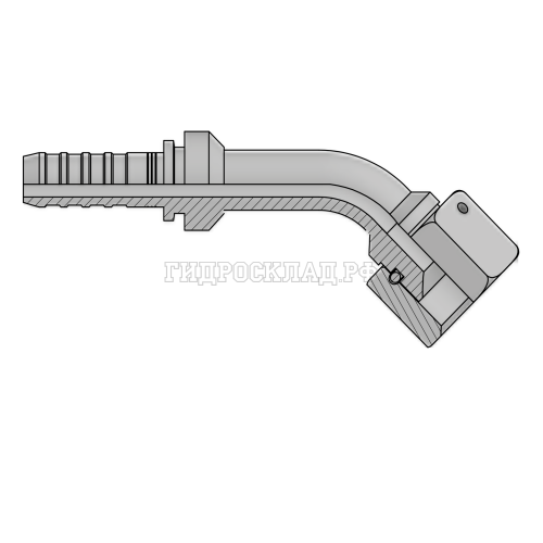 Фитинг JIC (г) 7/8” DN=12 (45°) InterLock (без зачистки) (thrust-wire nut)