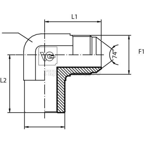 Адаптер 90° JIC(ш) 9/16" - Pipe=15 (Vitillo SPA)