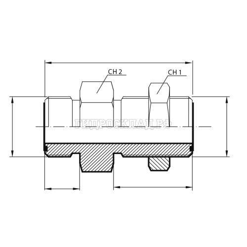 Адаптер ORFS(ш) 1" - ORFS(ш) 1" проходной (Vitillo SPA)