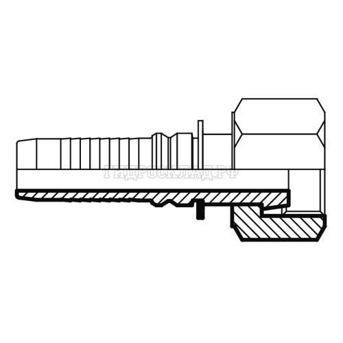 Фитинг ORFS (г) 1.11/16" DN=25 (0°) InterLock (Vitillo SPA)