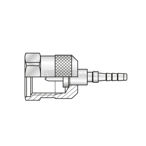 Фитинг к точке контроля M16x1.5 Ду=2мм (0°) Ch=19мм с муфтой (Китай)