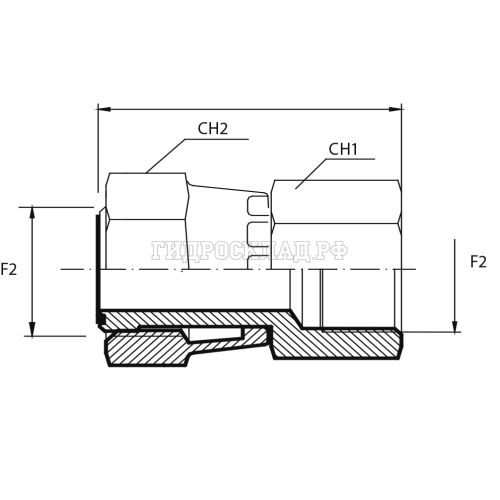 Адаптер ORFS(г) 1" - BSPP(F) 1/4" (Vitillo SPA)