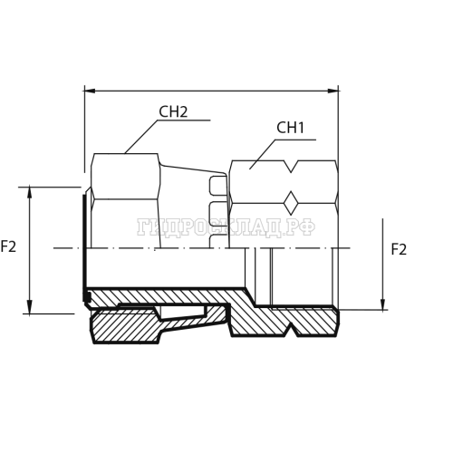 Адаптер ORFS(г) 13/16" - Metric(F) 10x1 (Vitillo SPA)