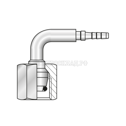 Фитинг DKOS(г) M14x1.5 Ду=4мм (90°) с муфтой DN4 (Китай)
