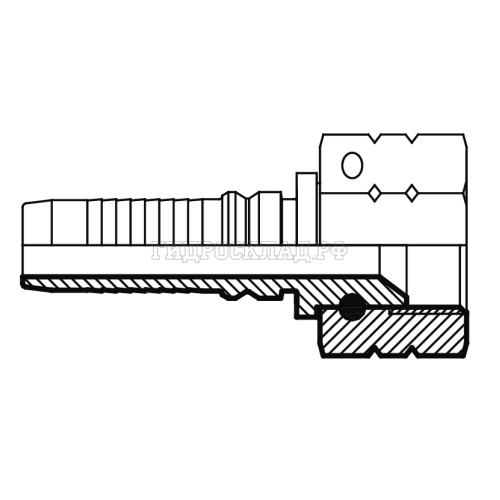Фитинг JIC (г) 1.5/16" DN=25 (0°) InterLock (Китай)