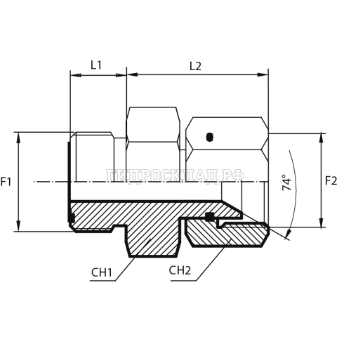 Адаптер ORFS(ш) 11/16" - JIC(г) 9/16" (Vitillo SPA)