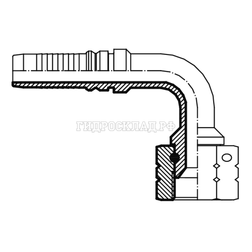 Фитинг JIC (г) 1.5/8” DN=32 (90°) InterLock (Китай)