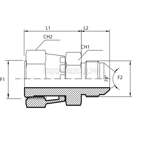 Адаптер ORFS(г) 2" - JIC(ш) 1.7/8" (Vitillo SPA)