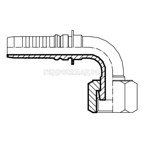 Фитинг ORFS (г) 1.11/16" DN=32 (90°) InterLock S50 (Китай)