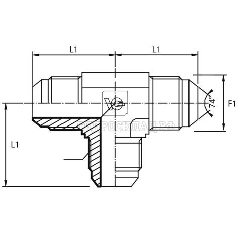 Адаптер тройник  JIC(ш) 9/16" (Китай)