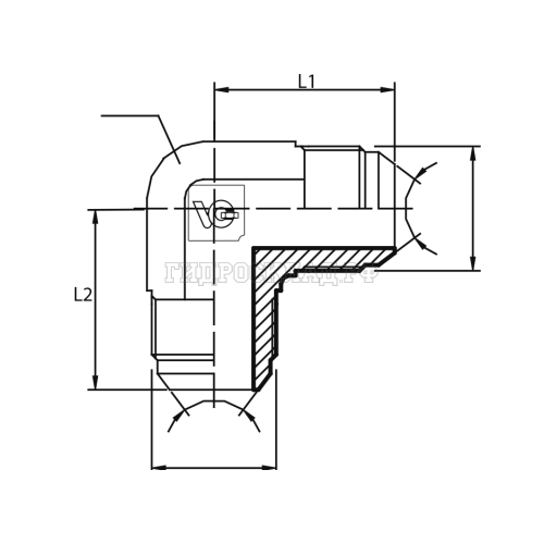Адаптер 90° JIC(ш) 1.5/8" - JIC(ш) 1.5/8" (Китай)