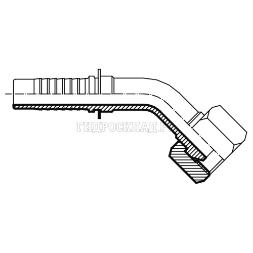 Фитинг BSP (г) 1/4" DN=06 (45°) (slip-on nut) (Vitillo SPA)