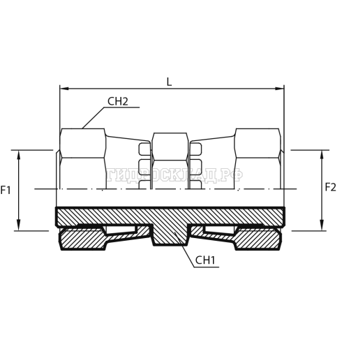 Адаптер ORFS(г) 1.11/16" - ORFS(г) 1.11/16" (Vitillo SPA)