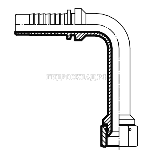 Фитинг JIC (г) 9/16" DN=10 (90°) long drop (Vitillo SPA)