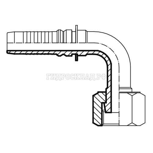 Фитинг ORFS (г) 1.7/16" DN=25 (90°) InterLock удлин. (Vitillo SPA)
