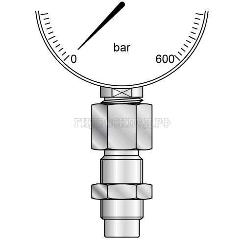 Адаптер манометра G1/2" - с точкой контроля M16x2 (0°) (Mini Press)