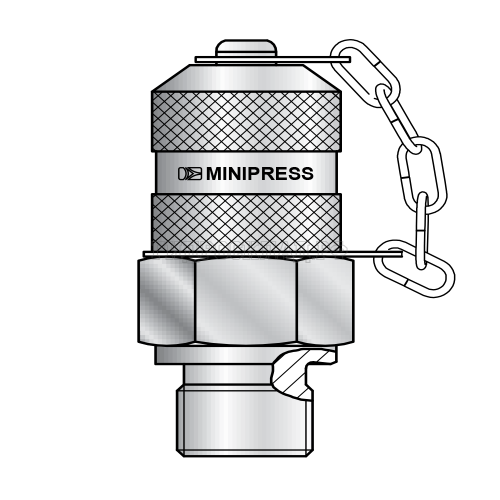 Точка контроля давления M16x2 - BSPP(ш) 1/8" - мет.колп.с пласт.держ. O-Ring type В (Mini Press)