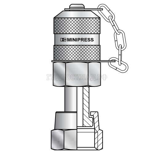 Точка контроля давления M16x2 - ORFS(г) 13/16"-16 - мет.колп.с цеп. (Mini Press)