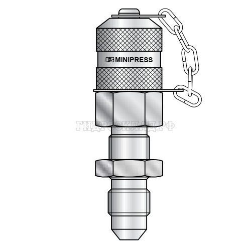 Точка контроля давления M16x2 - JIC(ш) 7/16"-20  (мет.колп.с пласт.держ.) проходной (Mini Press)