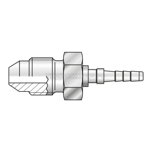 Фитинг JIC(ш) 1/2"-20 Ду=3мм (0°) (Mini Press)