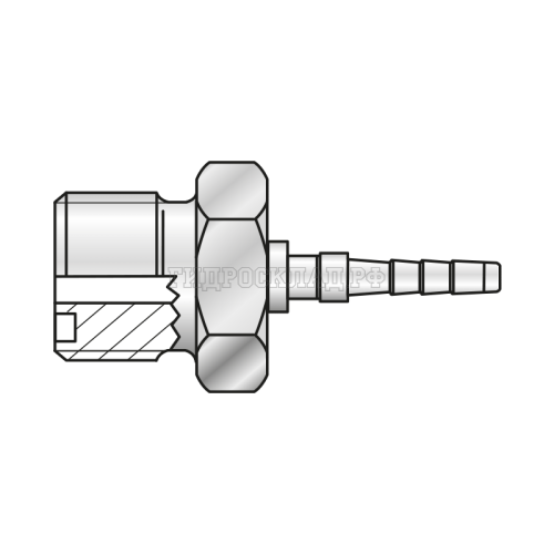 Фитинг ORFS(ш) 9/16"-18 Ду=4мм (0°) (Mini Press)