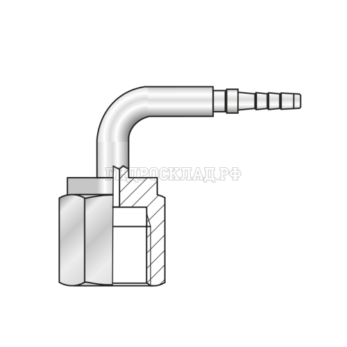 Фитинг к манометру 1/4"-18 NPTF Ду=3мм (90°) (Mini Press)