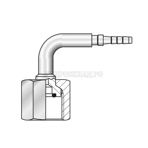 Фитинг к манометру G1/4" Ду=3мм (90°) (Mini Press)