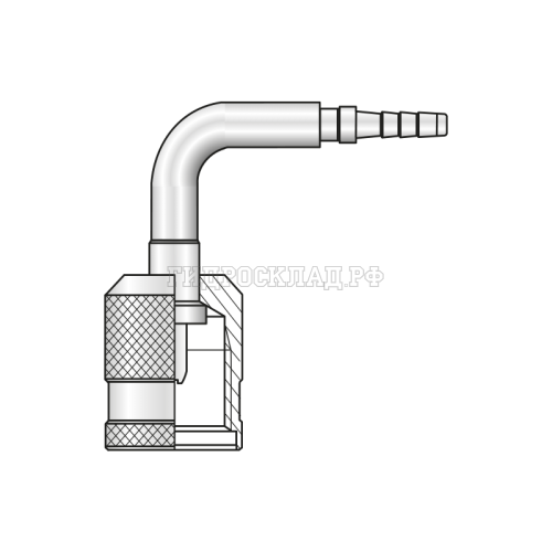 Фитинг к точке контроля M12.65x1.5 Ду=3мм (90°) (Mini Press)