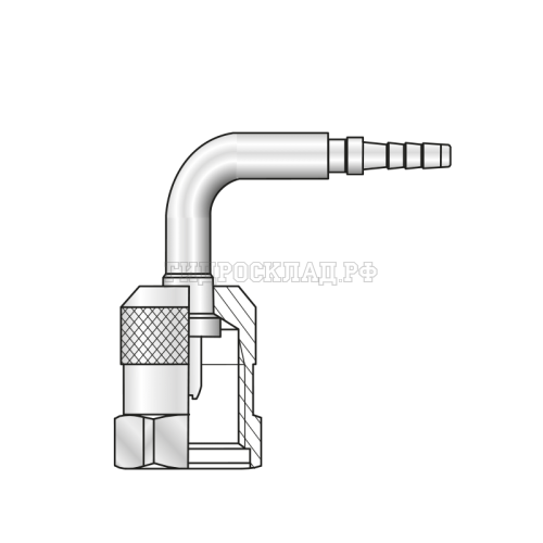 Фитинг к точке контроля M16x1.5 Ду=2мм (90°) Ch=19мм (Mini Press)