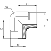 Адаптер 90° ORFS(ш) 1" - ORFS(ш) 1" (Vitillo SPA)