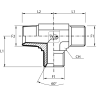 Адаптер тройник JIC(ш) 1.5/16" - NPT(ш) 1.5/16" - JIC(ш) 1.5/16" (Vitillo SPA)