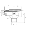 Адаптер тройник  JIC(ш) 1.5/16" - NPT(F) 1"  - JIC(ш) 1.5/16" (Vitillo SPA)
