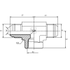 Адаптер тройник JIC(ш) 1.5/16" - JIC(ш) 1" - NPT(F) 1.5/16" (Vitillo SPA)