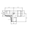 Адаптер тройник JIC(ш) 3/4" - JIC(ш) 3/4" - BSPT(ш) 3/8" (Vitillo SPA)