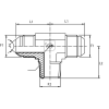 Адаптер тройник  JIC(ш) 1.5/8" - JIC(ш) 1.5/8" - NPT(ш) 1" (Vitillo SPA)